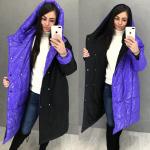 Удлиненная SIZE PLUS двусторонняя куртка черно-фиолетовая LE