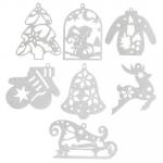 СНОУ БУМ Сувенир "Новогодняя подвеска", фанера с глиттером, 9,5х9,5х0,4 см, 8 дизайнов