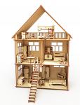 ***Конструктор-кукольный домик ХэппиДом "Коттедж с мебелью" из дерева
