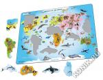 Пазл Larsen A34 - Карта мира с животными