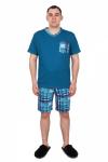 Костюм мужской футболка с шортами для отдыха  -  Мирон | бирюзовый