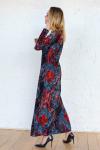 Платье бархатное длинное на молнии - Рубин | синий бордо