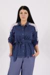 Стильная женская Рубашка - Круаж | т-синий в горошек