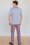 Пижама легкая для мужчин из хлопка - Редлей | серый с красно-зеленым