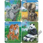 Пазл Larsen V4 - Коала, слон, тигр, панда