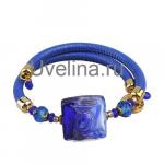 Браслет (муранское стекло синее, голубое, золото) MS00 0004-07d