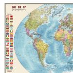 Карта настенная "Мир. Полит. карта с флагами", М-1:30млн, размер 122*79см, ламинир., тубус, 638