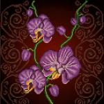 "Орхидея фиолетовая" Рисунок на ткани 30х30