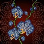 "Орхидея голубая" Рисунок на ткани 30х30