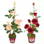 LADECOR Цветок искусственный декоративный в горшке в виде роз, 63х11,5см, пластик,керамика, 2цвета