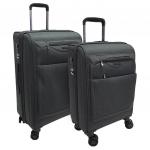 Р1927 (24") D.Grey темно-серый чемодан средний тканевый+ABS облегченный