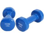YGB200 Гантель виниловая "York" 1.0 кг (синий)  B31383