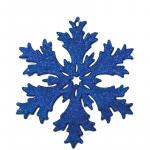 Елочное украшение пластиковое "Снежинка", глиттер, 10,5*10,5см, синяя, 77908