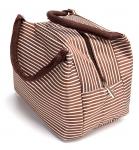 TK 0265 Термосумка для ланч-бокса в полоску «ГОРЯЧИЙ ОБЕД» коричневая (NEW Stripe Lunch Box Bag With Handle brown)