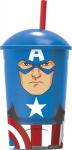 250716 Стакан пластиковый с соломинкой и крышкой (400 мл). Мстители Капитан Америка 53840