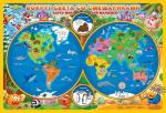 Карта Мира настенная для малышей. Вокруг света со Смешариками. 58х38 см. ГЕОДОМ