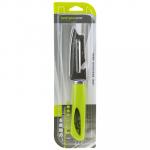 Нож-шинковка 90мм пластмассовая ручка "Грин" 20,5х3см, с открывашкой, в блистере, цвета в ассортименте: салатовый, серый (Китай)