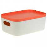 Контейнер-коробка для хранения пластмассовый "Инфинити" 1,7 л, 20х14х9 см, с крышкой, коралловый (Россия)