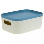 Контейнер-коробка для хранения пластмассовый Инфинити 1,7 л, 20х14х9 см, с крышкой, серго-голубой (Россия)