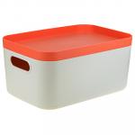 Контейнер-коробка для хранения пластмассовый Инфинити 6,2 л, 30х20х15 см, с крышкой, коралловый (Россия)