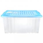 Контейнер для хранения пластмассовый "Darel-box" 56л, 61х40х31 см, на колесах, ручки-клипса, синий (Россия)