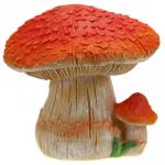 Скульптура-фигура для сада из полистоуна "Два гриба с красной шапкой" 20х17 см (Россия)