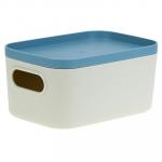 Контейнер-коробка для хранения пластмассовый "Инфинити" 0,65 л, 14х10х7 см, с крышкой, серо-голубой (Россия)