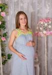 Арт.3101 Сорочка для беременных и кормящих «Анжелика» цвет серый отделка салатовая