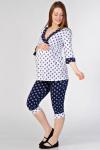 Арт.9041 Пижама для беременных и кормящих «Эльза» цвет белоснежный +темно-синий