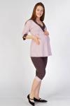 Арт.9042 Пижама для беременных и кормящих «Эльза» цвет розовый+коричневый горошек