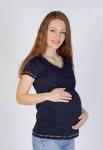 Арт. Ф15022 Футболка для беременных и кормящих (отделка «радуга» ) цвет темно-синий