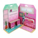 Barbie Домик из картона с комплектом наклеек, бумага, PVC, 23x35 см