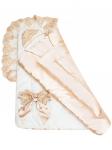 Зимний конверт-одеяло на выписку "Венеция" атлас (золотой с золотым кружевом)