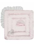 Зимний конверт-одеяло на выписку "Империя" нежно-розовый атлас с белым кружевом и большой короной на липучке без пледа