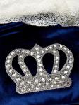 Зимний Конверт-одеяло на выписку "Императорский" (темно-синий с молочным кружевом и большой короной на молнии)