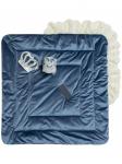 Зимний Конверт-одеяло на выписку "Императорский" (голубой с молочным кружевом и большой короной на липучке) без пледа