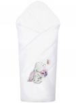Зимний конверт-одеяло на выписку "Зайчонок" (белое, принт без кружева) без пледа