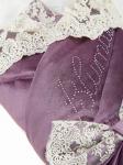 Зимний Конверт-одеяло на выписку "Блюмарим" (пыльная роза с молочным кружевом, стразами и бантом) без пледа