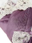 Зимний Конверт-одеяло на выписку "Блюмарим" (пыльная роза с молочным кружевом, стразами и бантом)