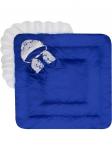 Зимний конверт-одеяло на выписку "Неаполь" (синий с молочным кружевом) без пледа