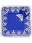 Зимний конверт-одеяло на выписку "Роскошный" (синий с белым кружевом)