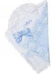 Зимний конверт-одеяло на выписку "Роскошный" (голубой с белым кружевом) без пледа