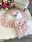 Зимний конверт-одеяло на выписку "Принцесса" (розовый с розовым кружевом)