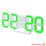 Часы-будильник "LUMINOUS", Perfeo LED, белый корпус / зелёная подсветка (PF-663) PF_5202