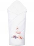 Зимний конверт-одеяло на выписку "Принцесса фламинго" (белое, принт без кружева) без пледа