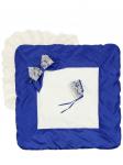 Летний конверт-одеяло на выписку "Лондон" (двухцветный молочно-синий с молочным кружевом)