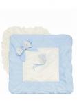 Летний конверт-одеяло на выписку "Лондон" (двухцветный молочно-голубой с молочным кружевом)