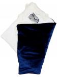 Конверт-одеяло на выписку "Герцог" (темно-синий с молочным кружевом и стразами на молнии)