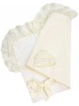 Летний конверт-одеяло на выписку "Королевский" (молочный с молочным кружевом)