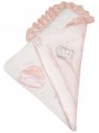Летний конверт-одеяло на выписку "Империя" нежно-розовый атлас с розовым кружевом и большой короной на липучке